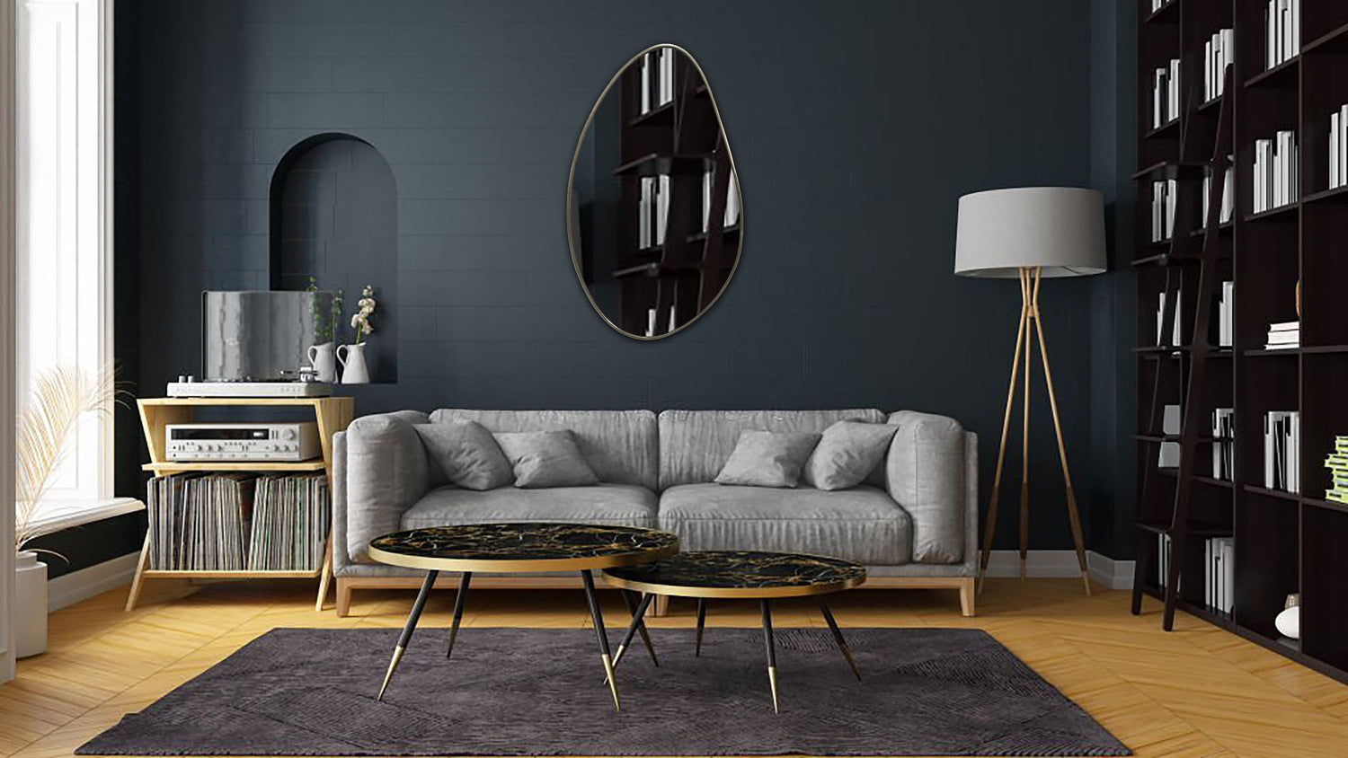 Black Asymmetrical Mirror - Aesthetic Wall Mirror