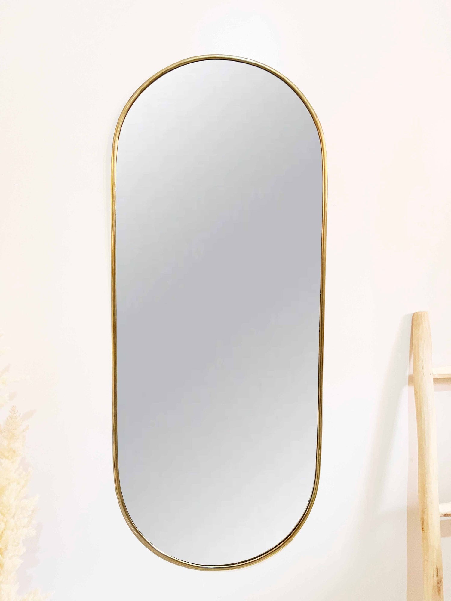 Black Frame Capsule Mirror | Brass Wall Mirror