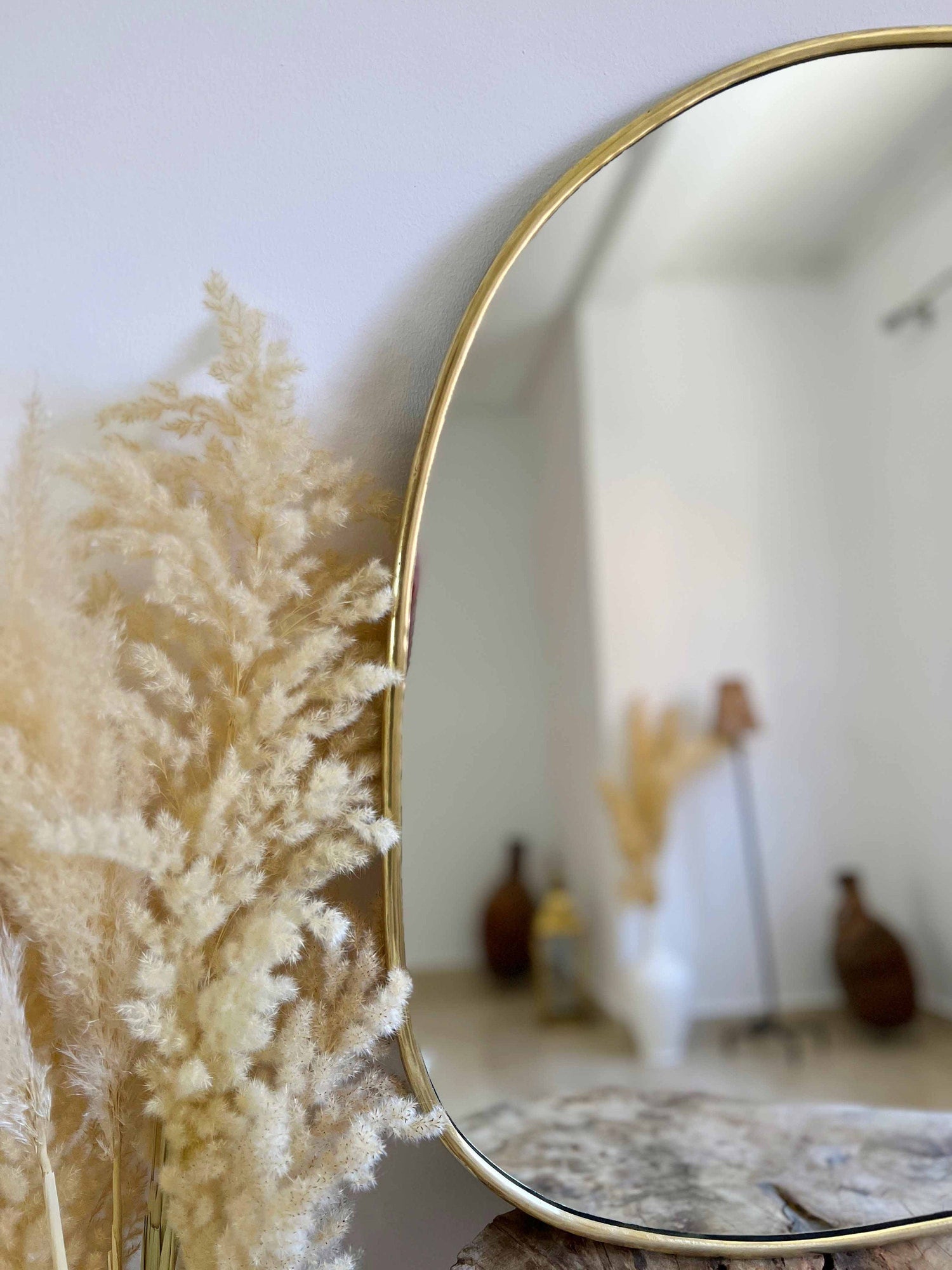 Antique Brass Asymmetrical Mirror - Irregular Brass Wall Mirror