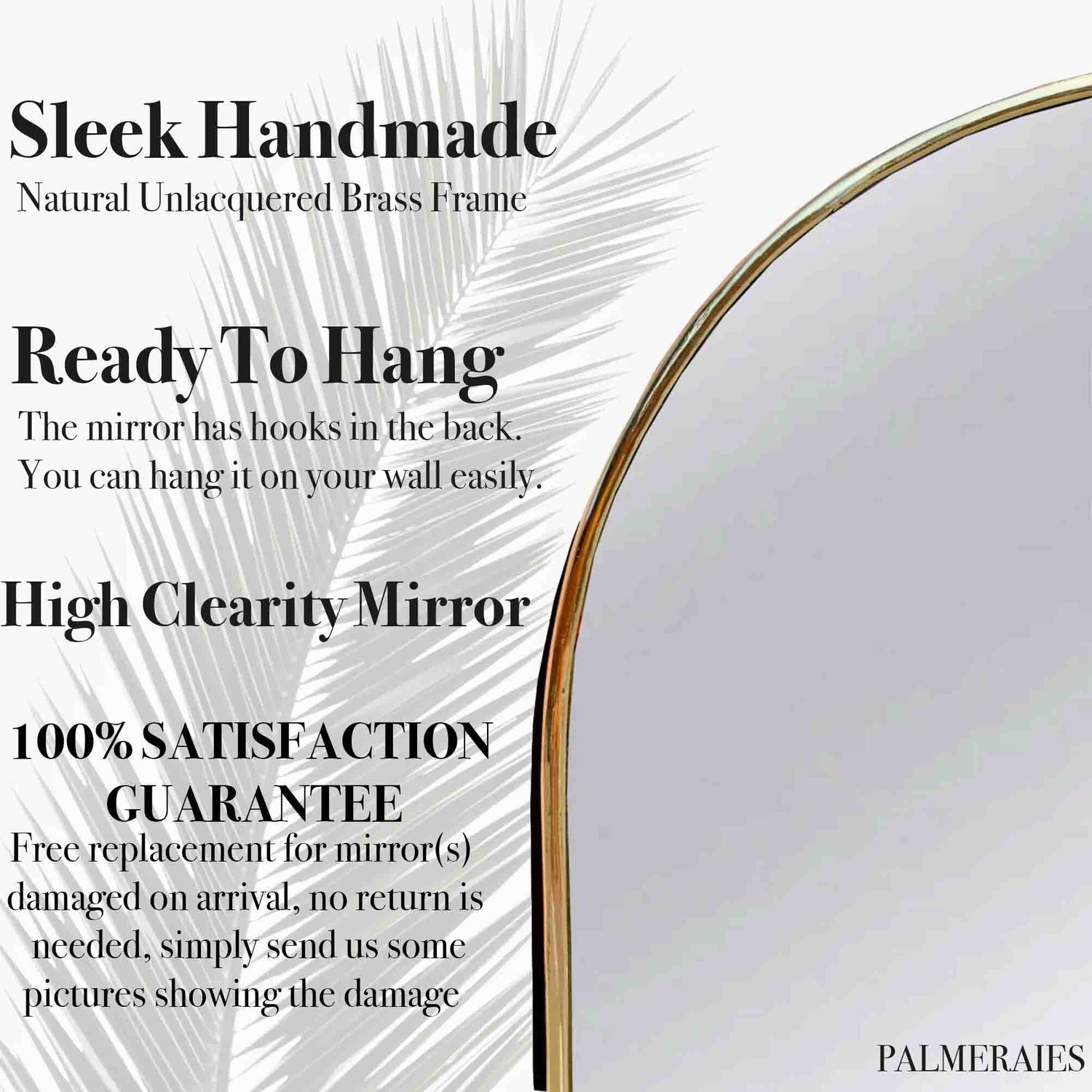 Black Frame Capsule Mirror | Brass Wall Mirror