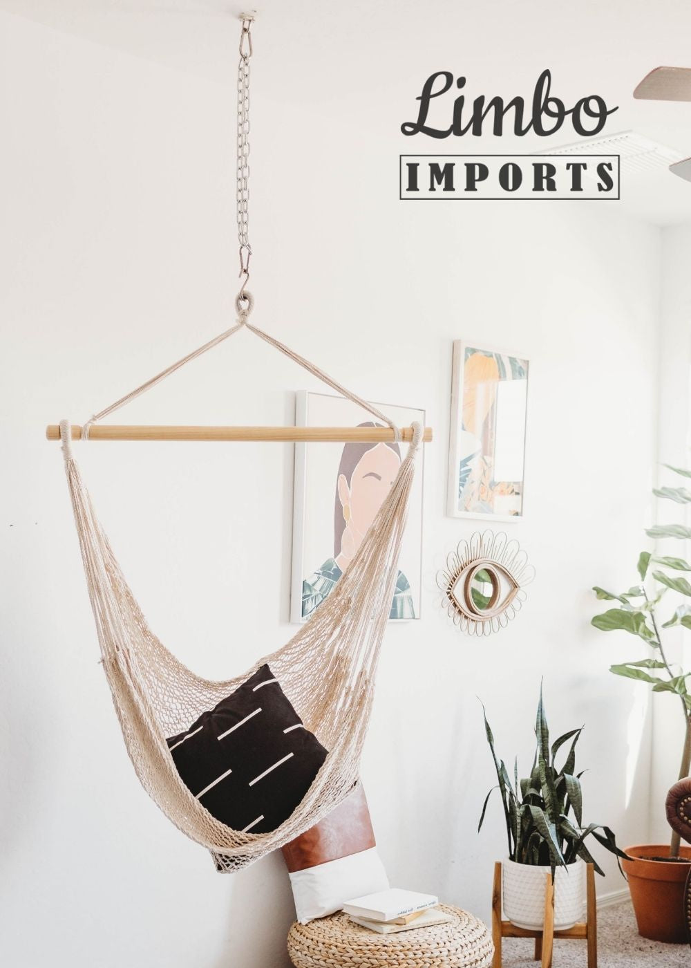 Indoor Diamond Hammock Swing Chair Hanging Mount | WOOD BEAM Ceiling Mount