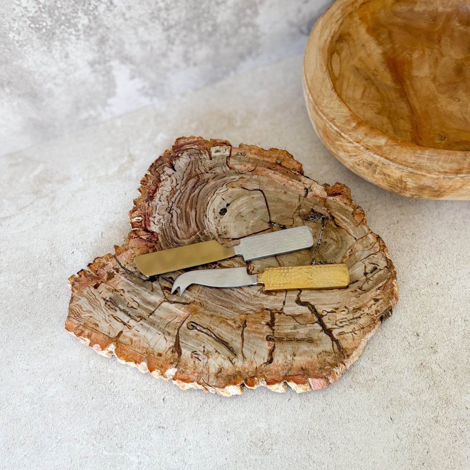 Natural Edge Petrified Wood Serving Board