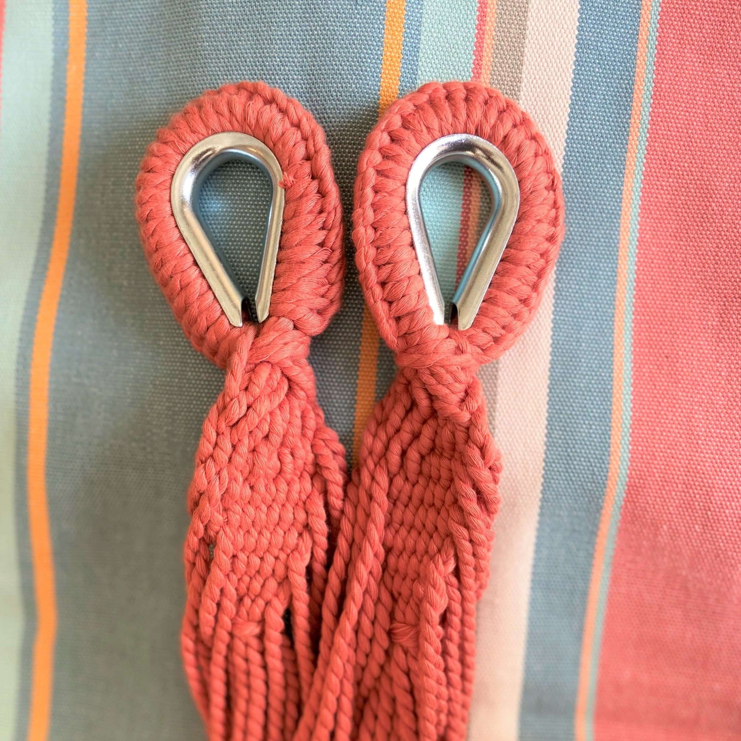 Striped Pink and Light Blue Cotton Hammock