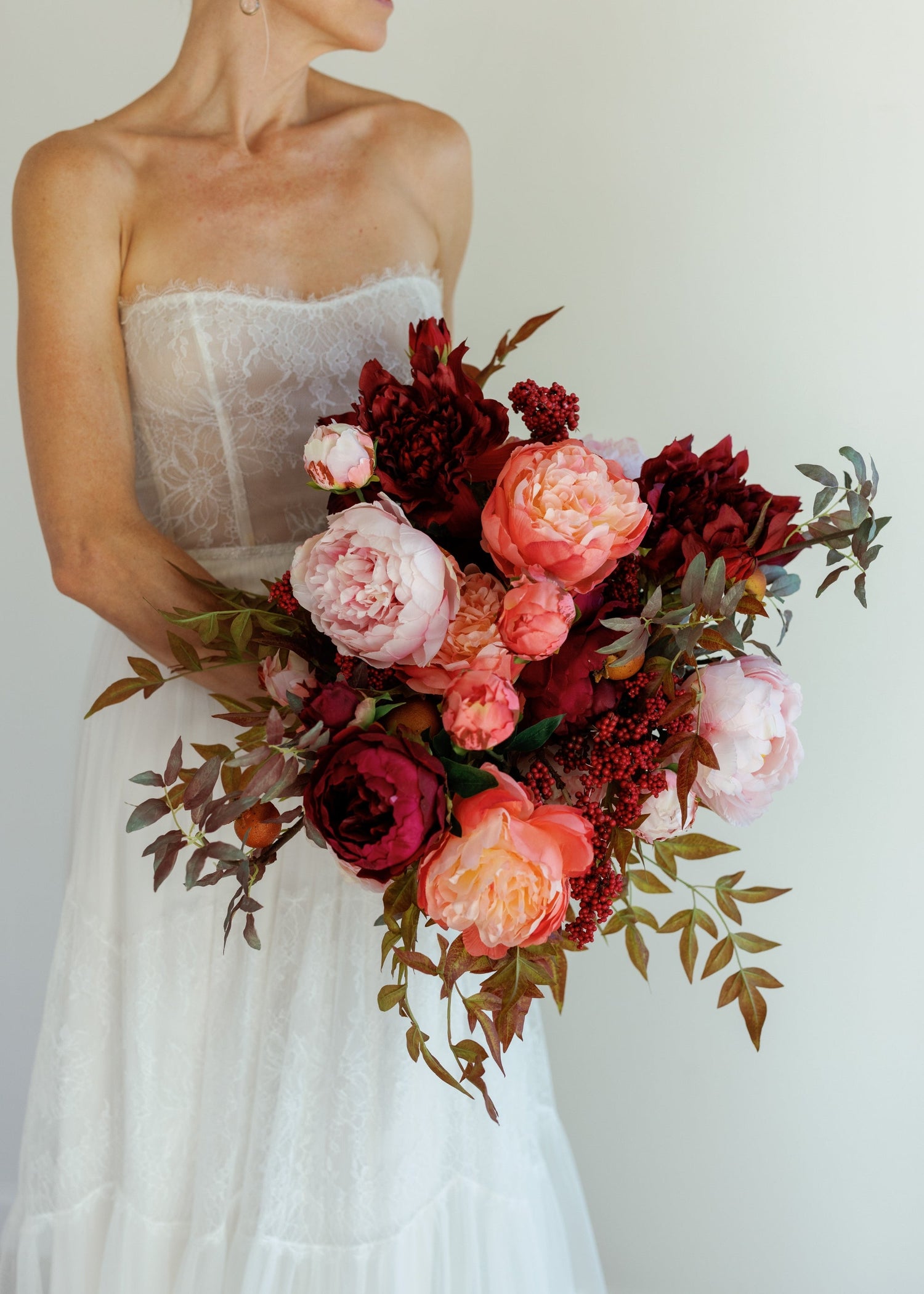 Plum Fuchsia Real Touch Peony - 27