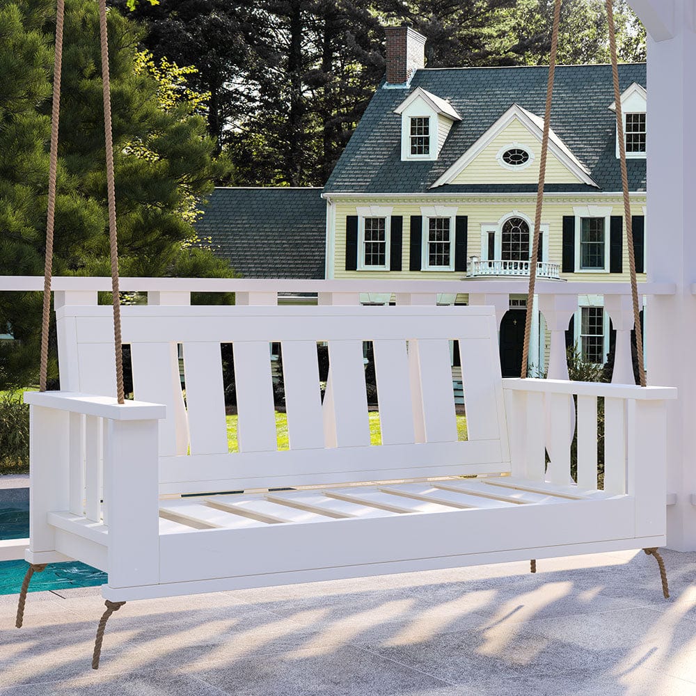 Amish Casual Rockford Daybed Swing Package with Included Cushions, Sofa, Pure White Paint