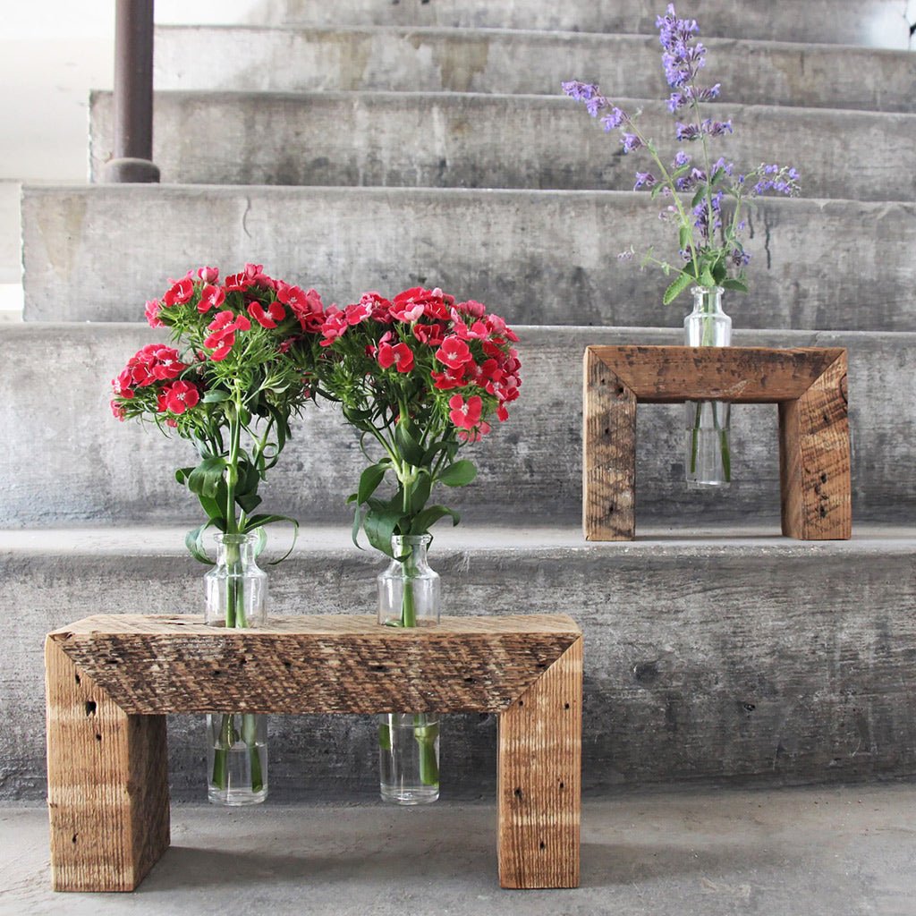 Rustic Wood Centerpiece: 4 Bud Vase