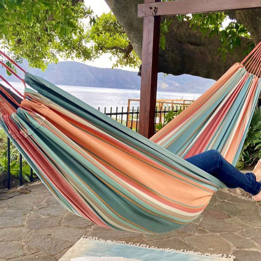 Striped Pink and Light Blue Cotton Hammock