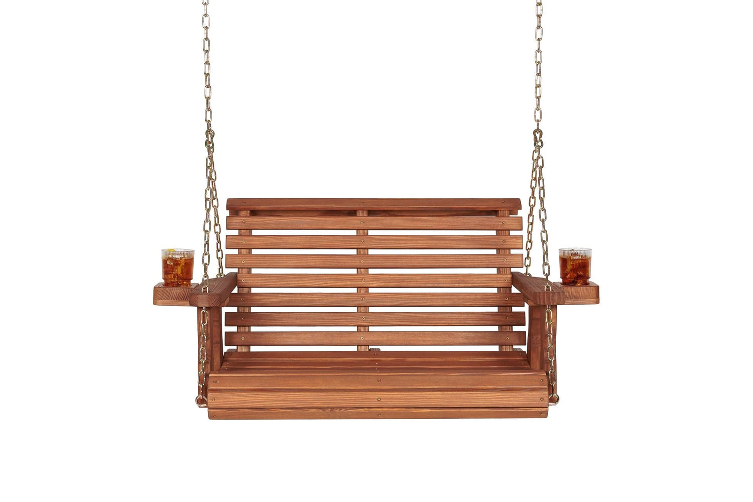 Amish Casual 3 Foot Roll Back Porch Swing in Cedar with Clearcoat