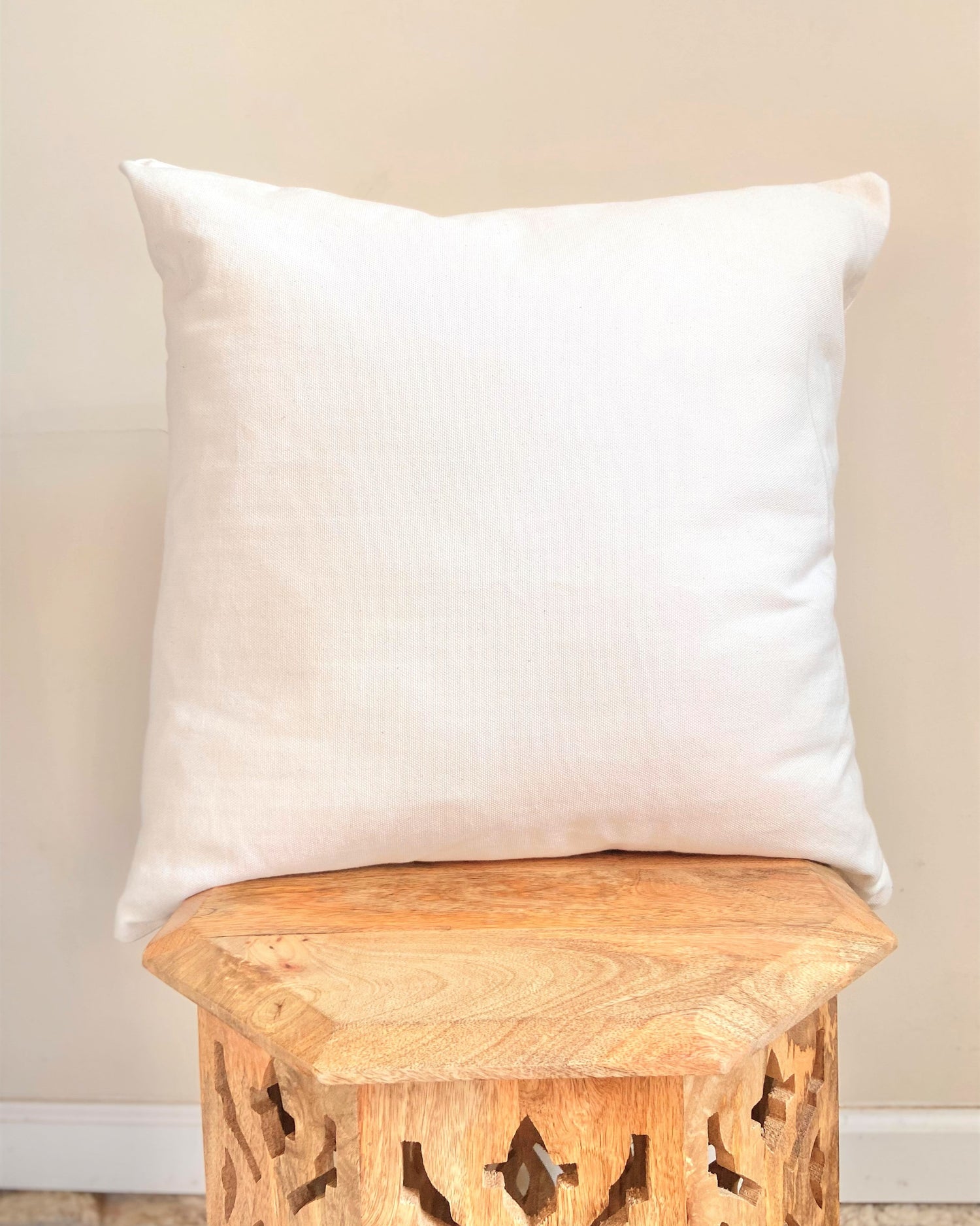 Off White Cotton Canvas Throw Pillow Cover