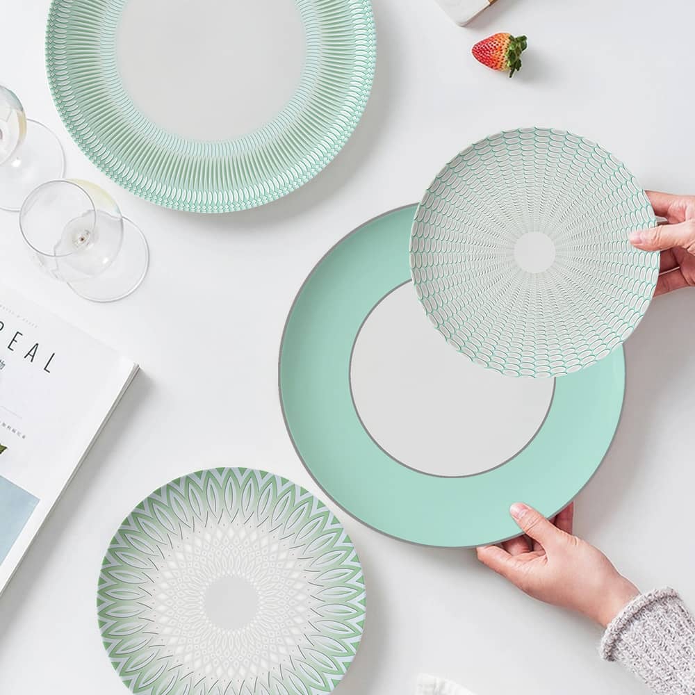 Verte 16-Piece Fine China Plate Set Serves 4