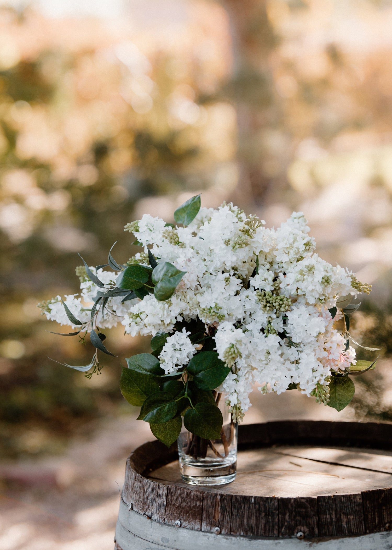 Artificial Blooming Lilac Branch in White - 26