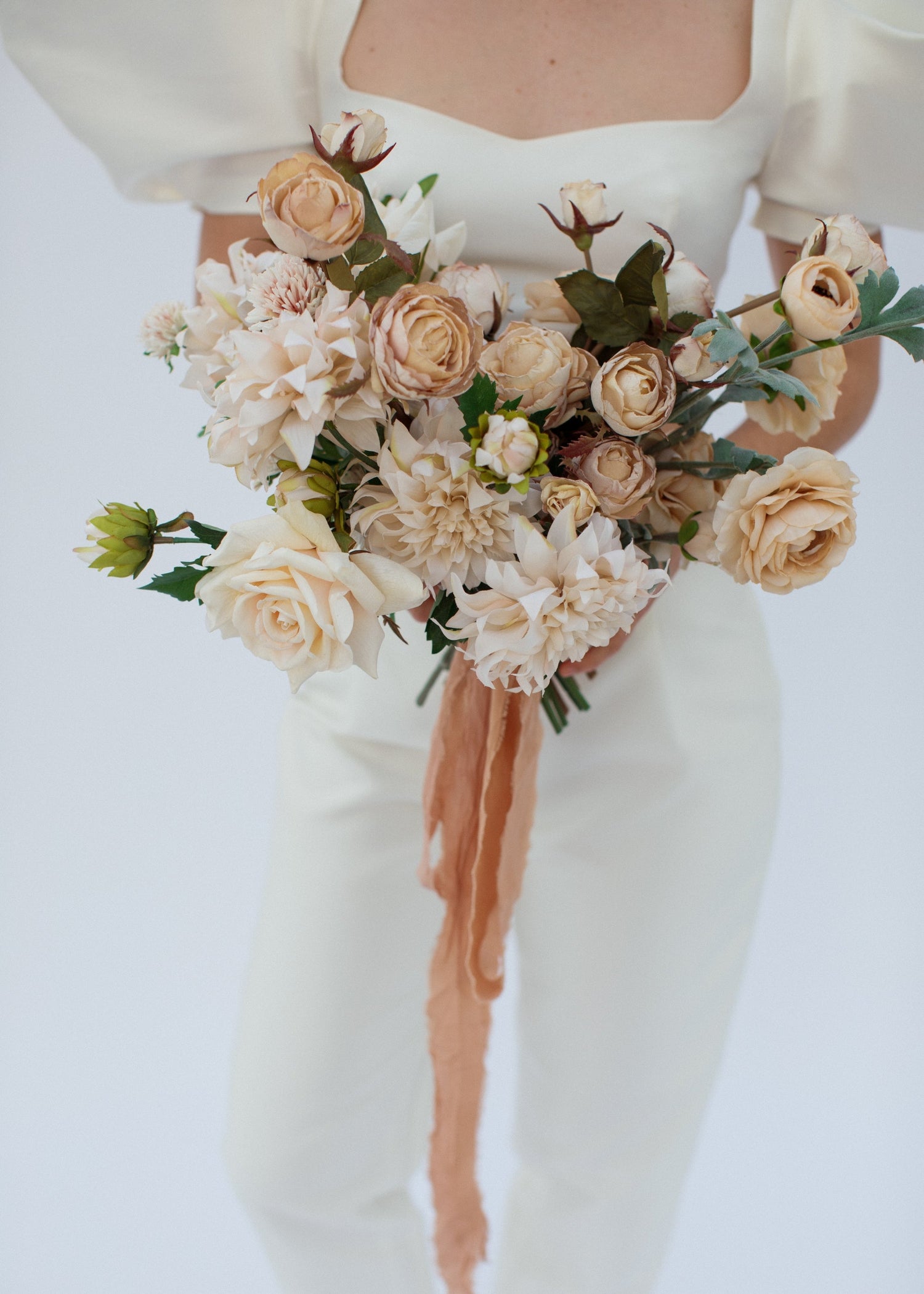 Ivory Artificial Dahlia Flower - 19.5