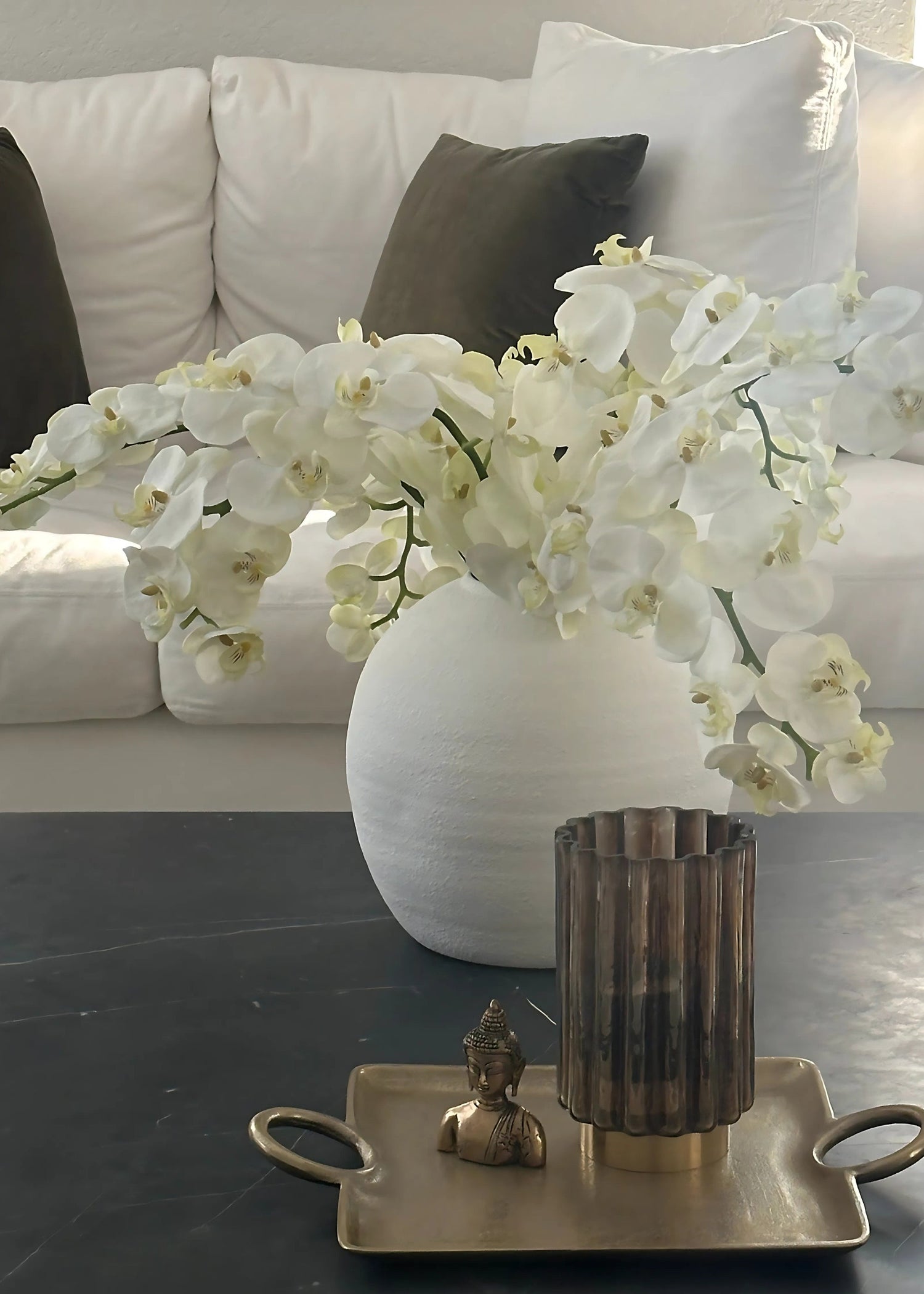 White Cream Artificial Phalaenopsis Orchids - 39