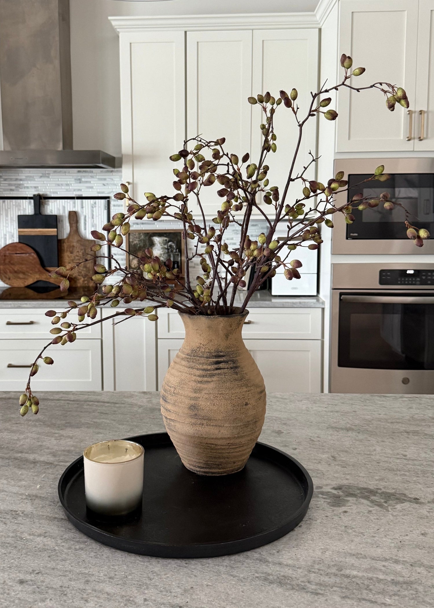 Fake Berries Tall Barberry Pod Branch - 37.75