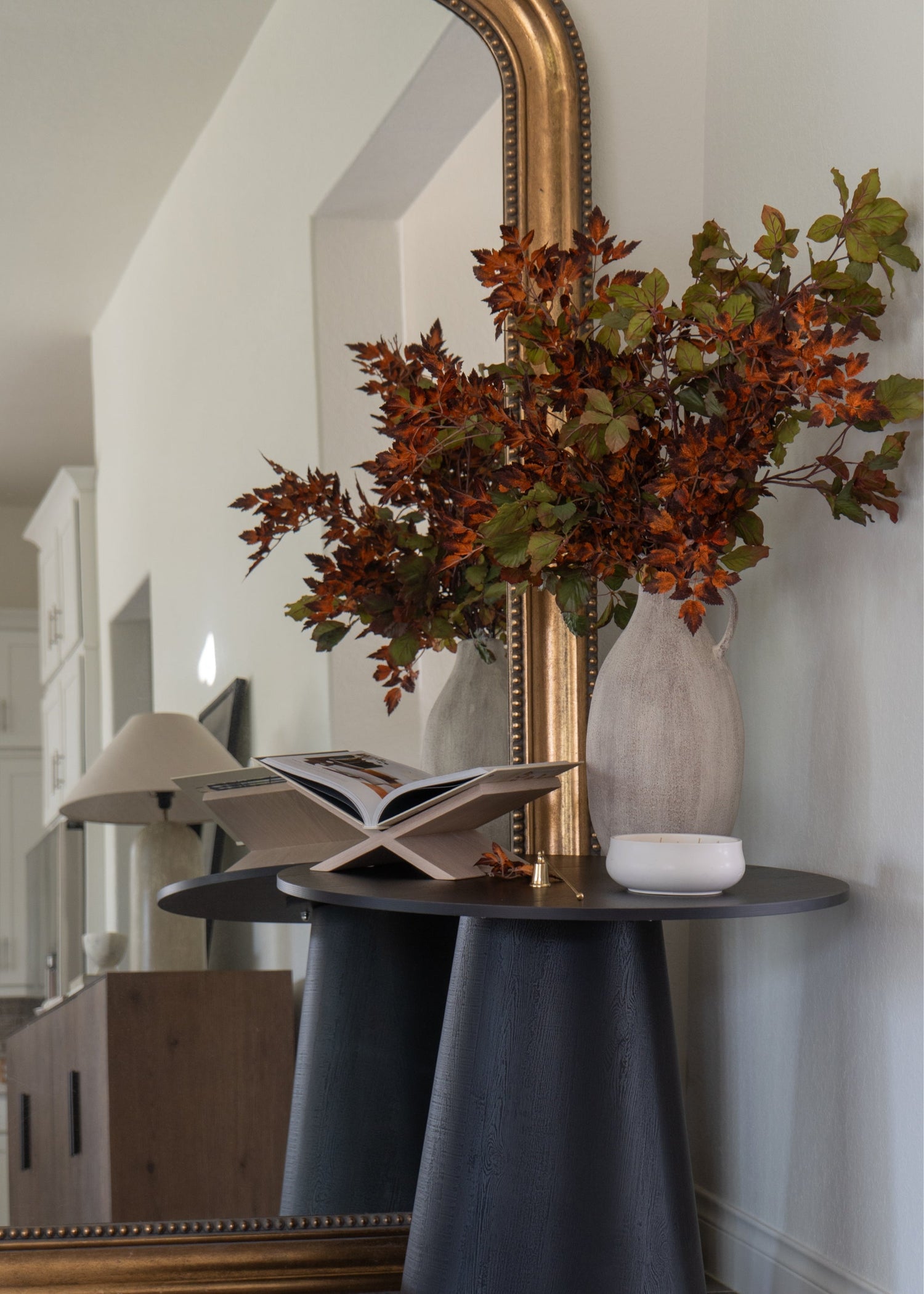 Tall Burgundy Green Faux Chestnut Leaf Branch - 47