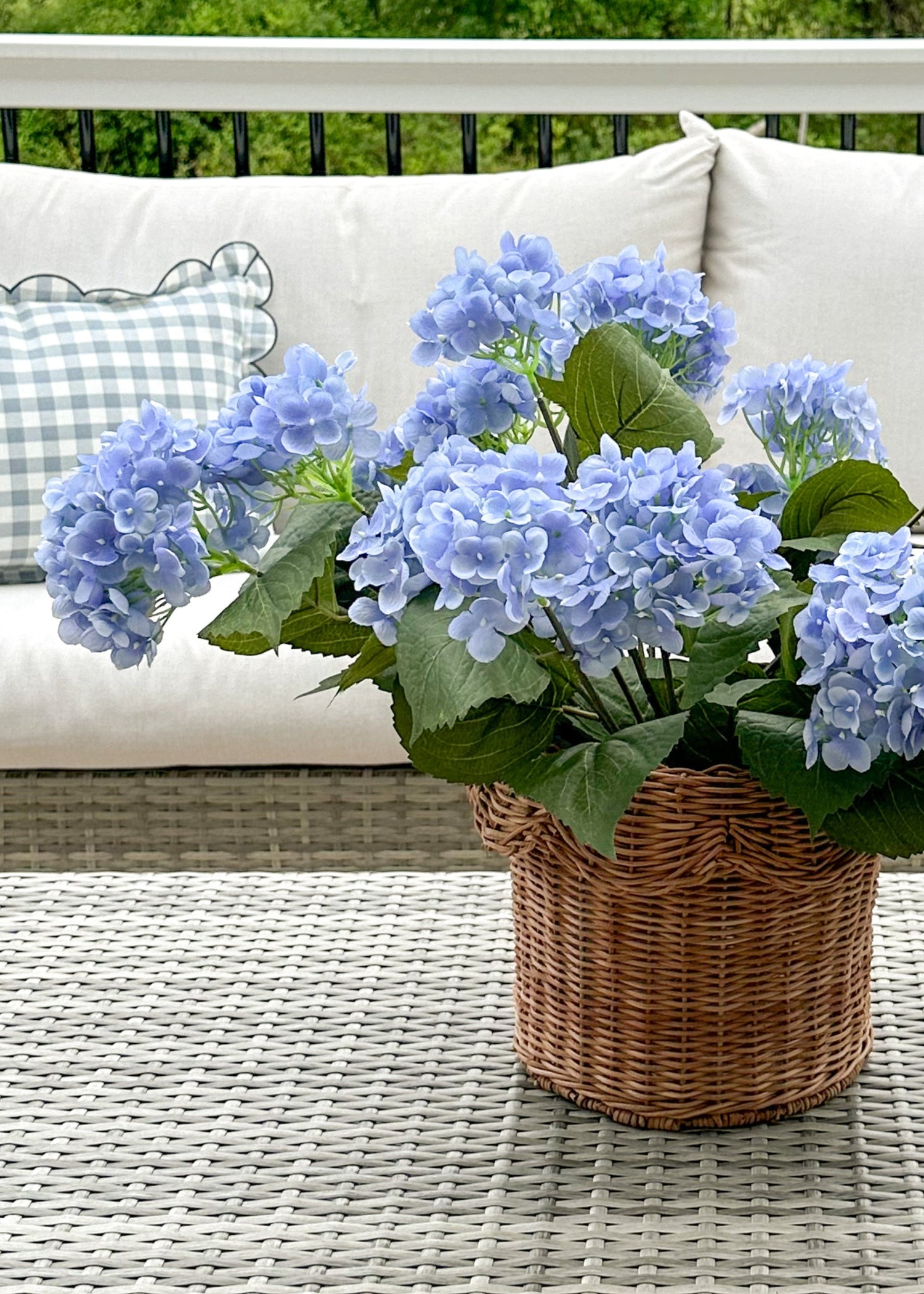 Blue Blooming Artificial Hydrangea Bush - 22