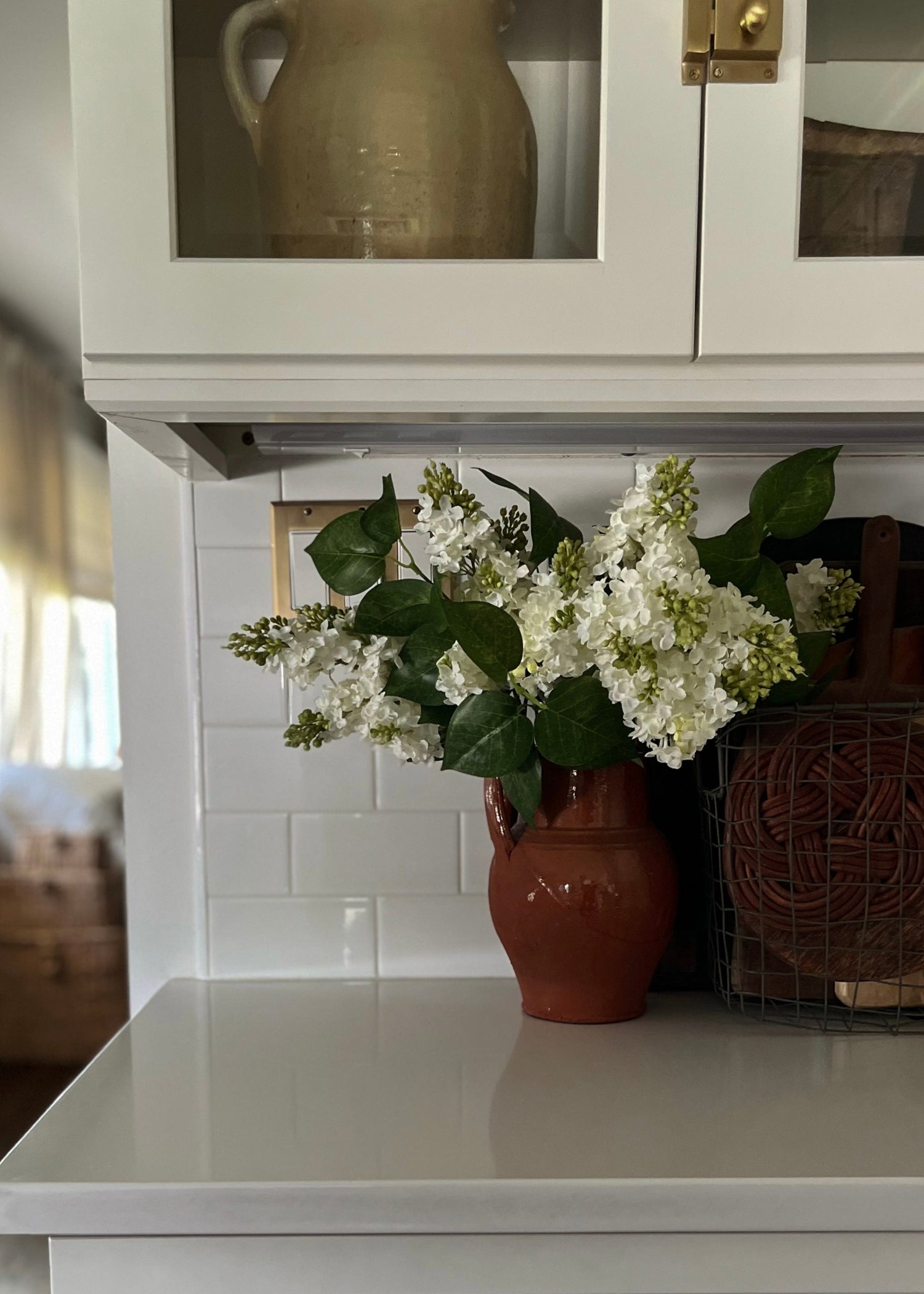 Artificial Blooming Lilac Branch in White - 26