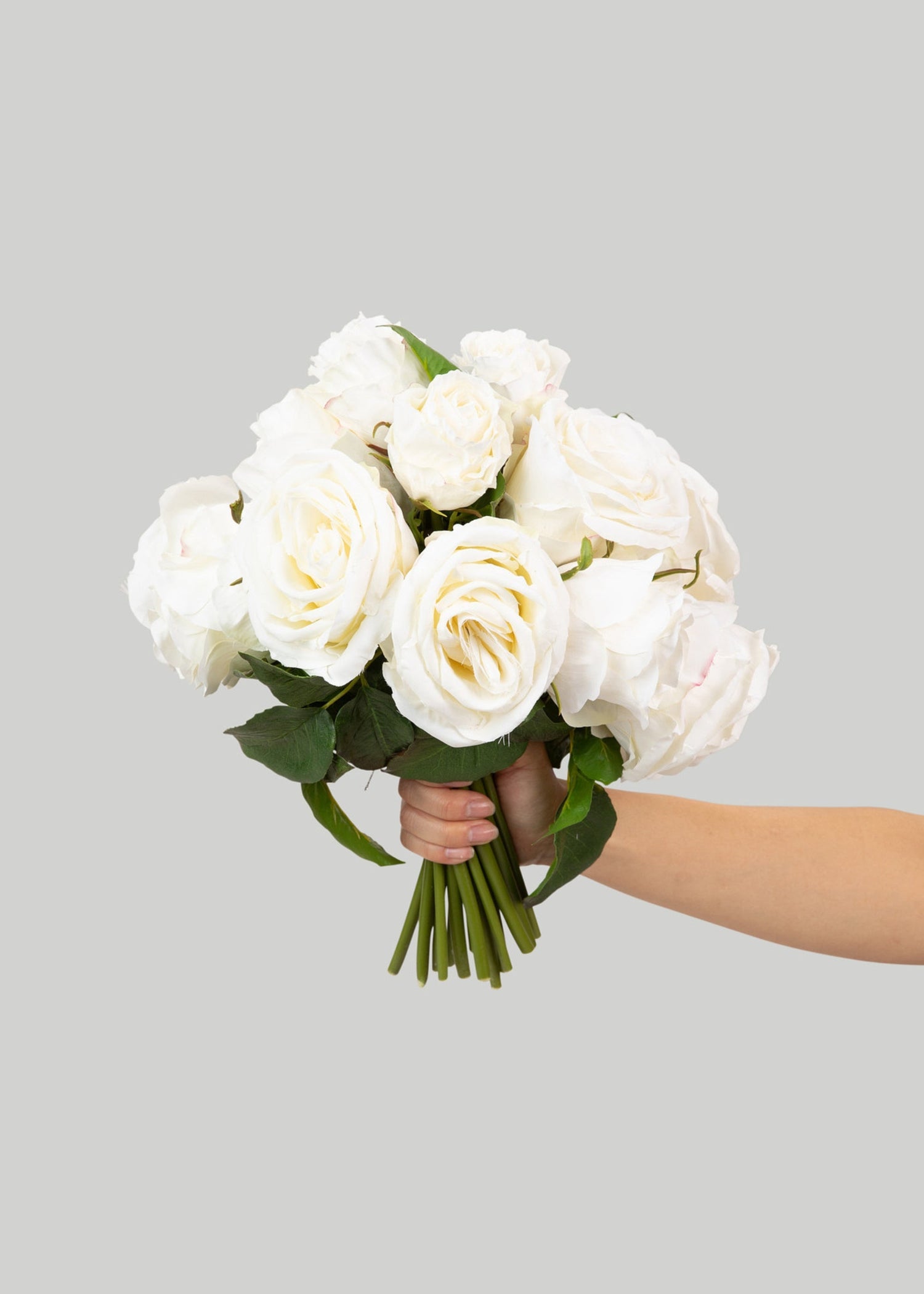 Premium Faux-Ever Rose Bouquet in Cream - 12