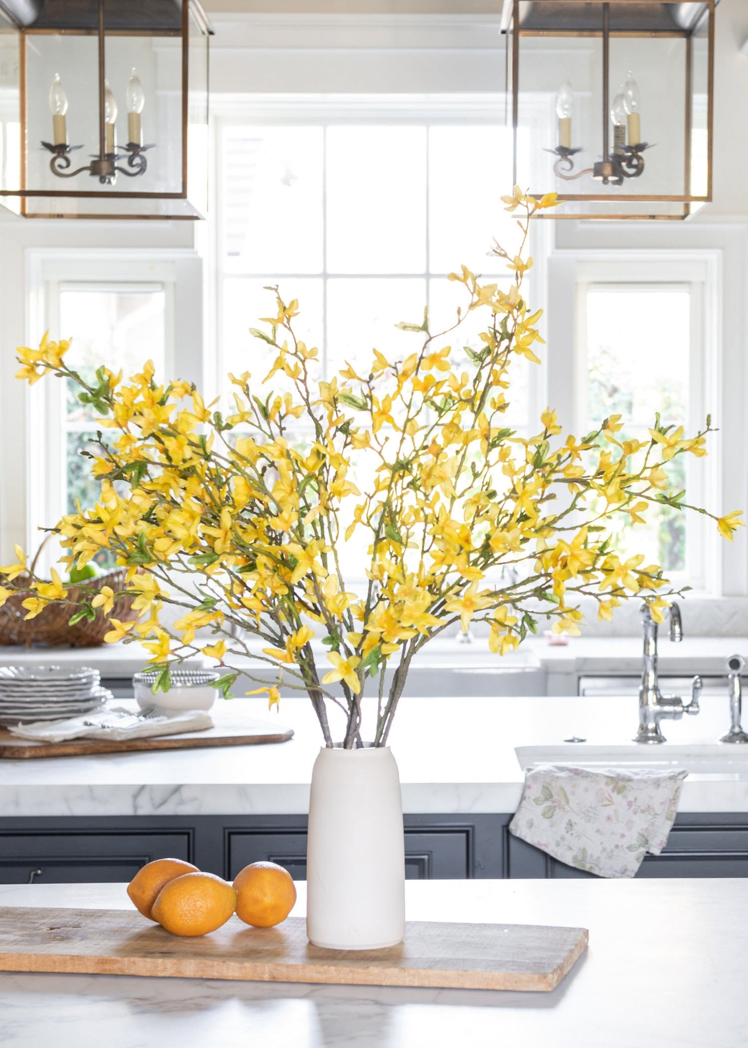 Yellow Artificial Forsythia Branch Bush - 30