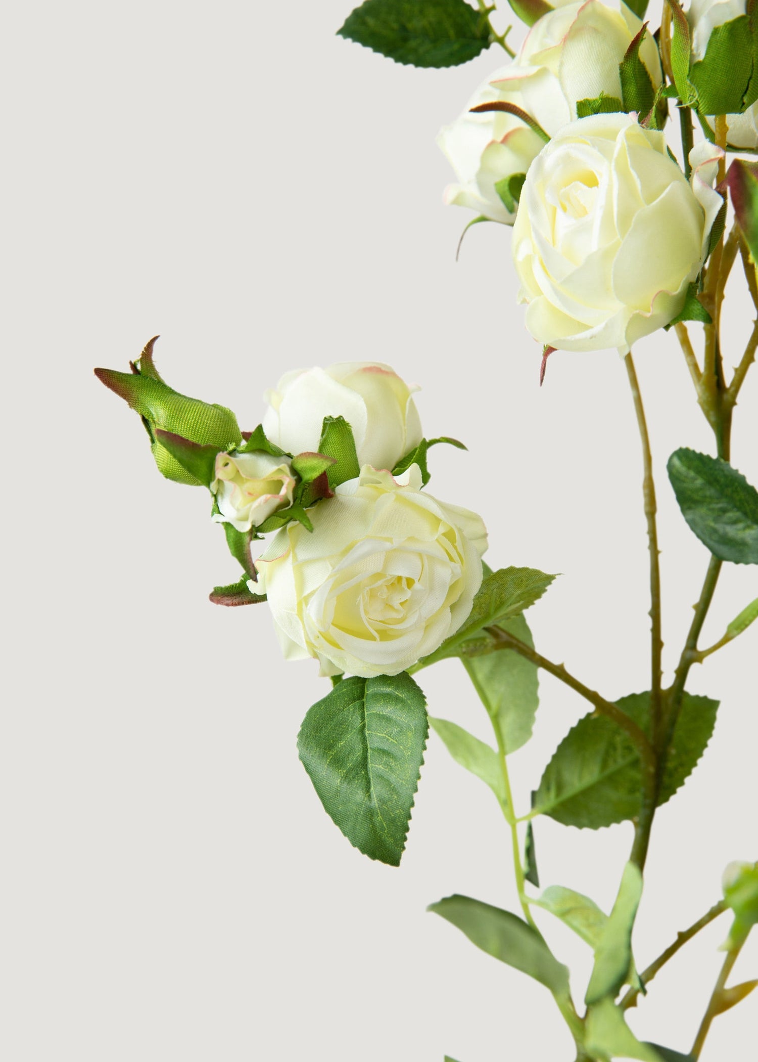 Tall Artificial Rose Branch in Cream White - 44