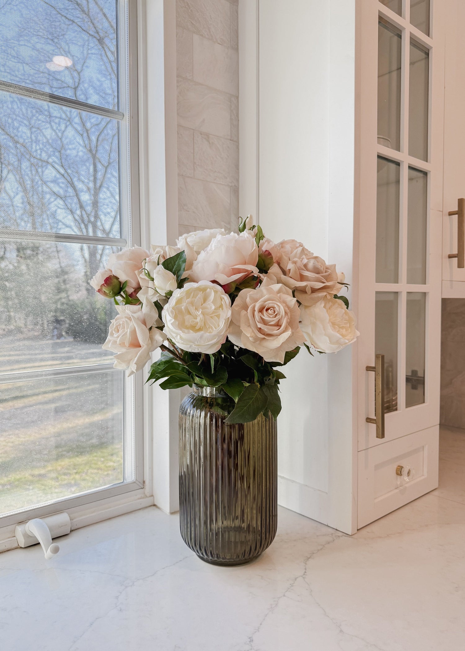 Real Touch Fake Flower English Rose with Bud - 21