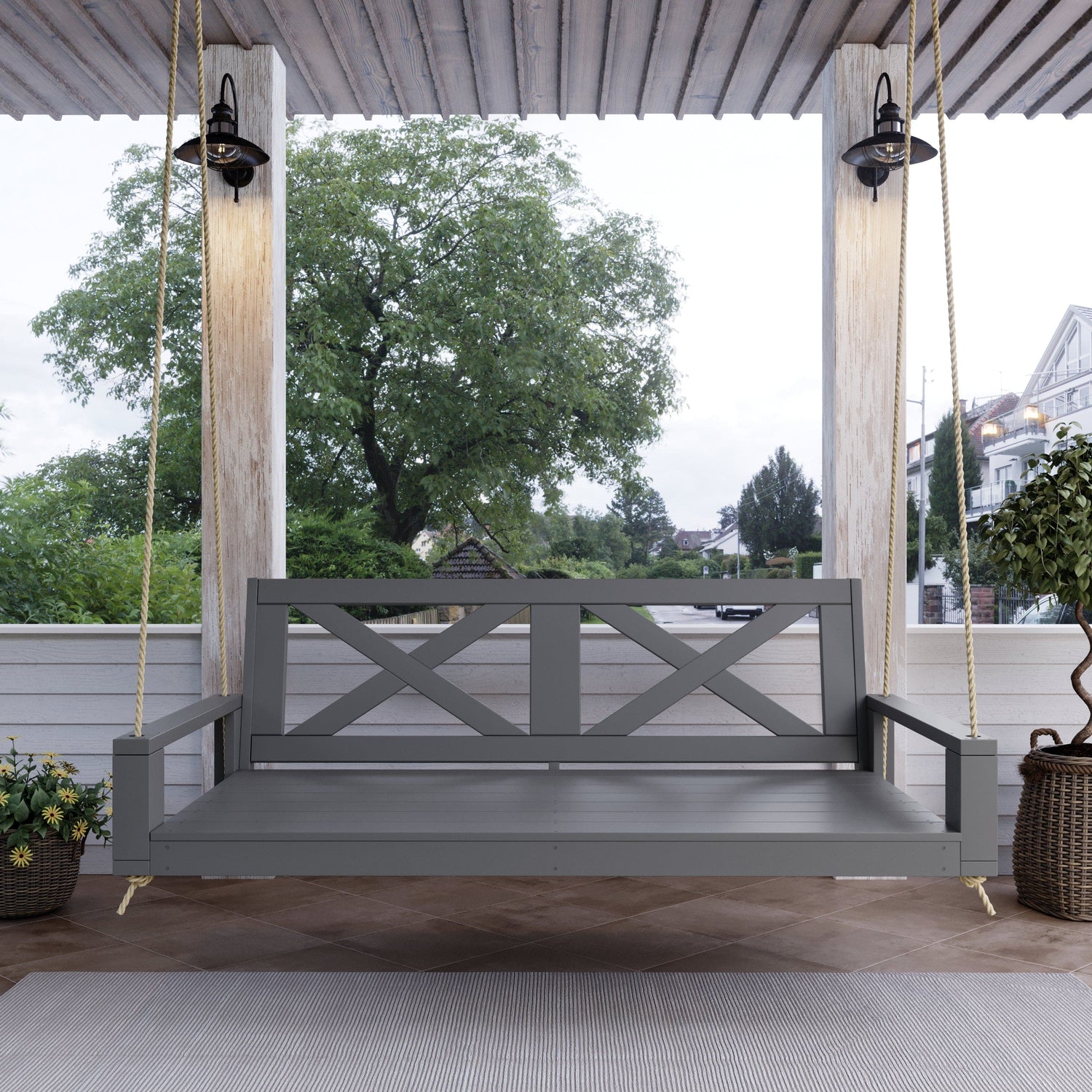 Amish Casual Malvern Porch Swing Bed, Twin Grey