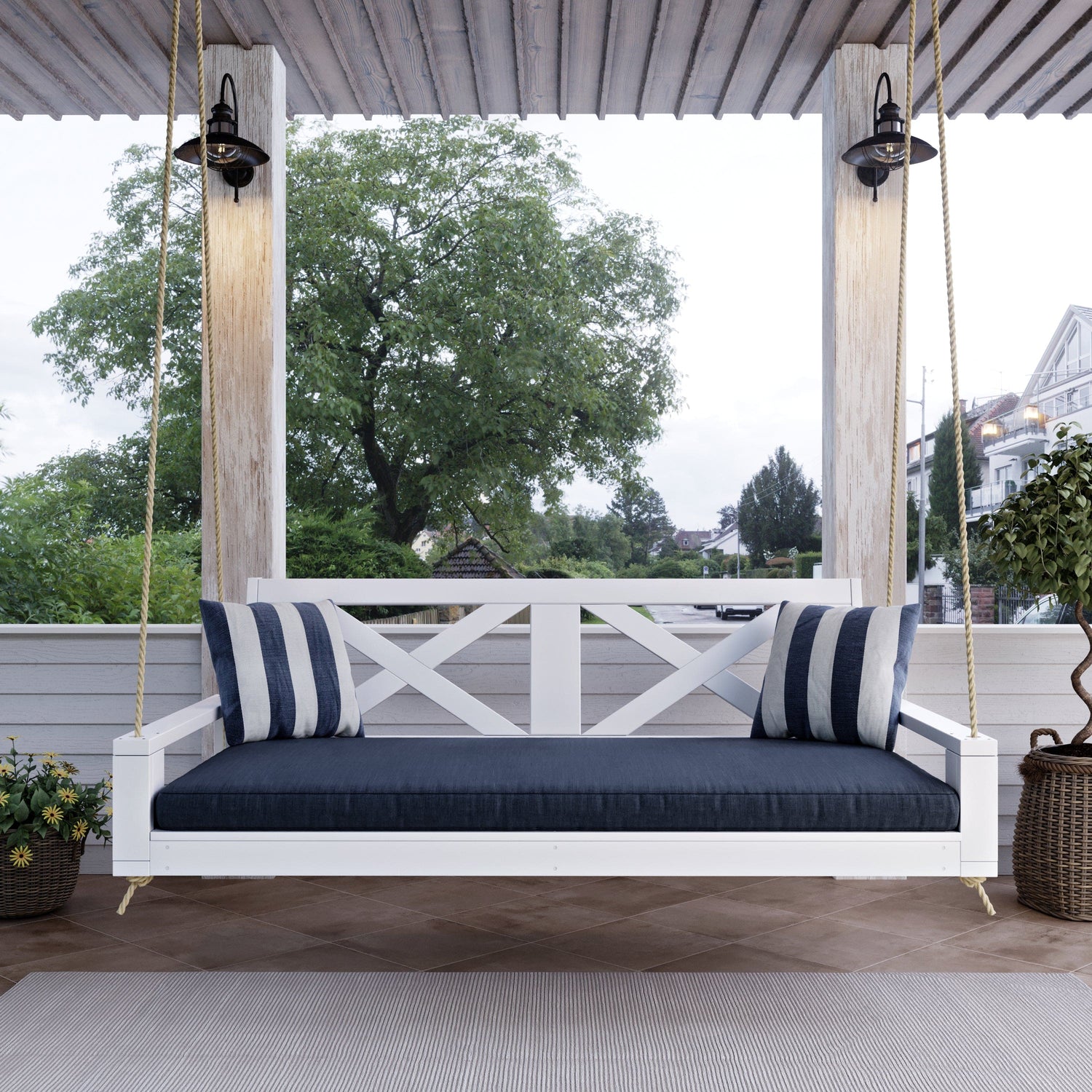 Amish Casual Malvern Porch Swing Bed, Twin White