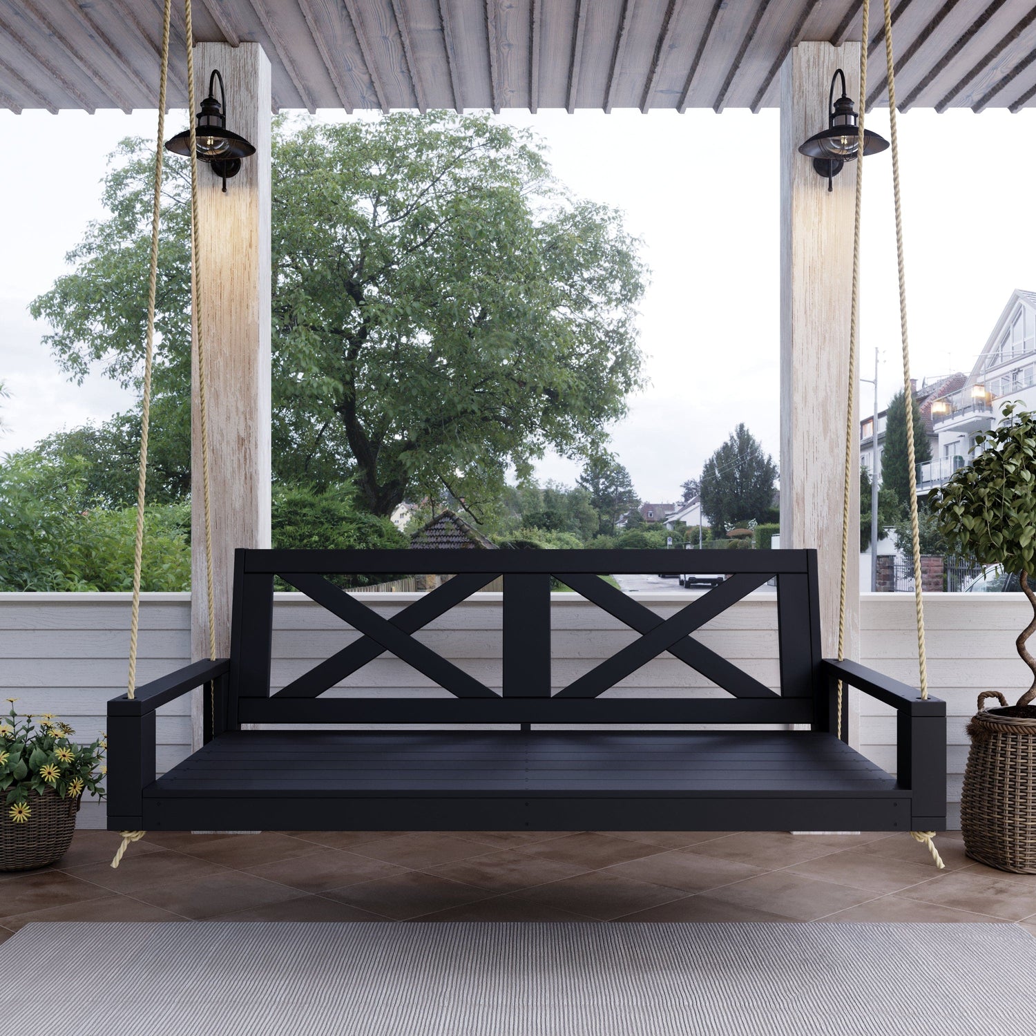 Amish Casual Malvern Porch Swing Bed, Twin Black