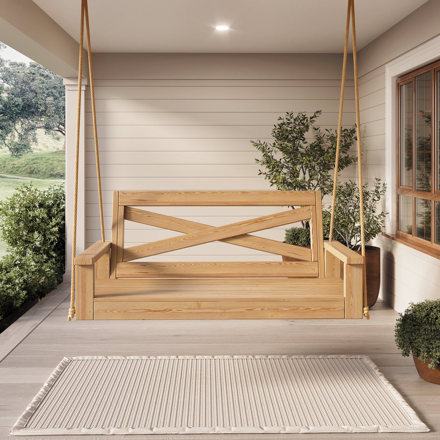 Porchgate Amish Heavy Duty 700 Lb 4-Foot Boardwalk Porch Swing - Tricorn Black