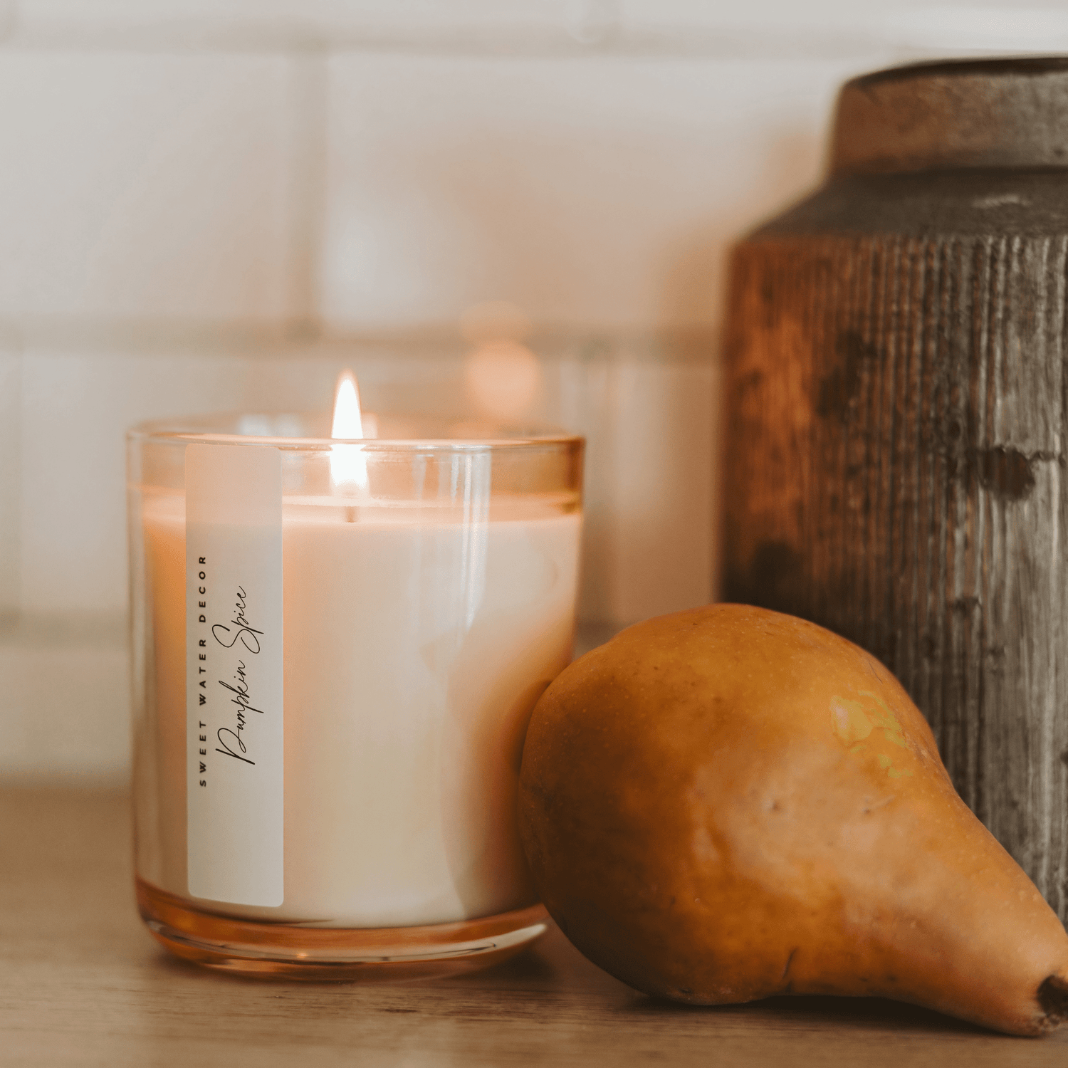 Pumpkin Spice Soy Candle - Tinted Glass Jar - 12 oz
