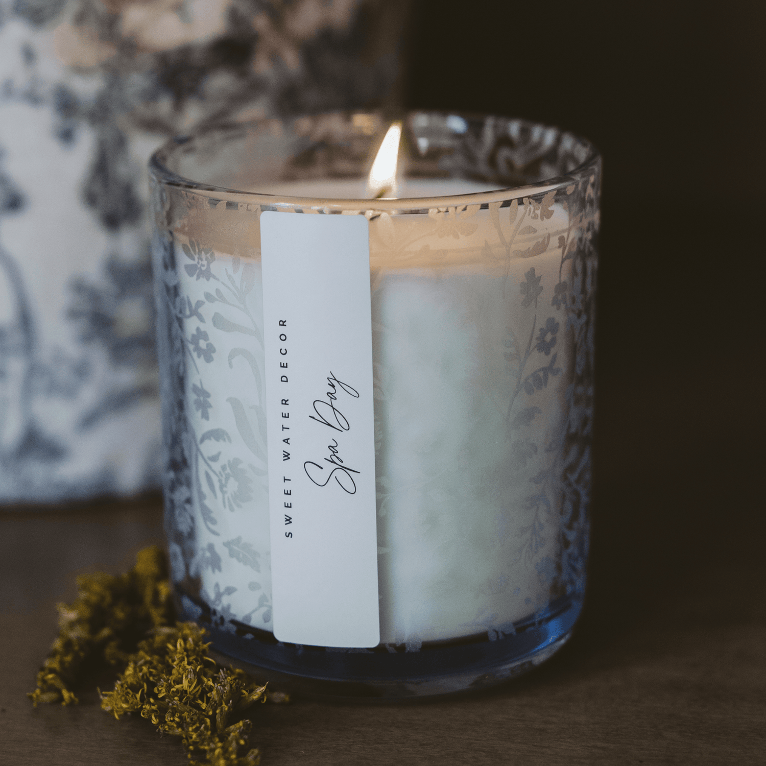 Spa Day Soy Candle - Blue Tinted Glass Jar - 12 oz