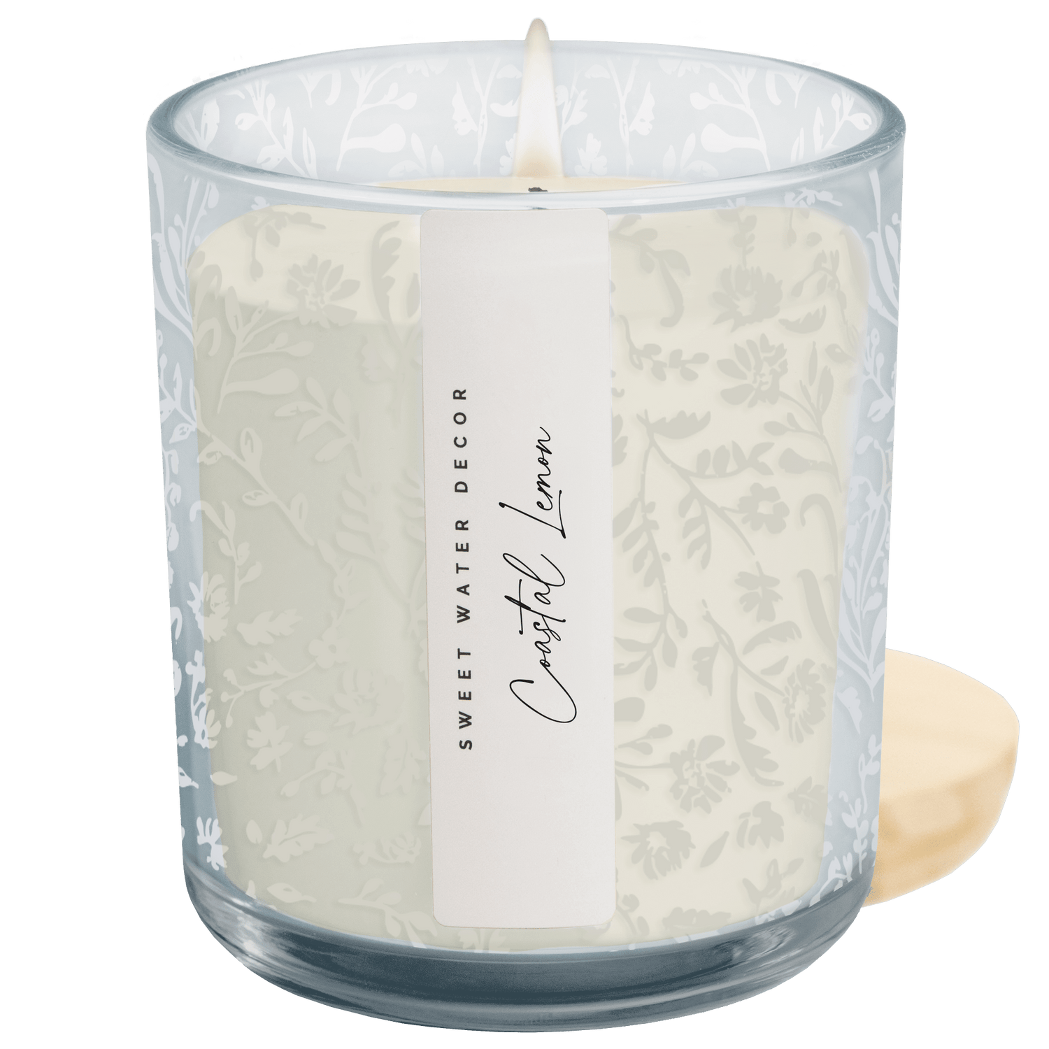 Coastal Lemon Soy Candle - Blue Tinted Glass Jar - 12 oz