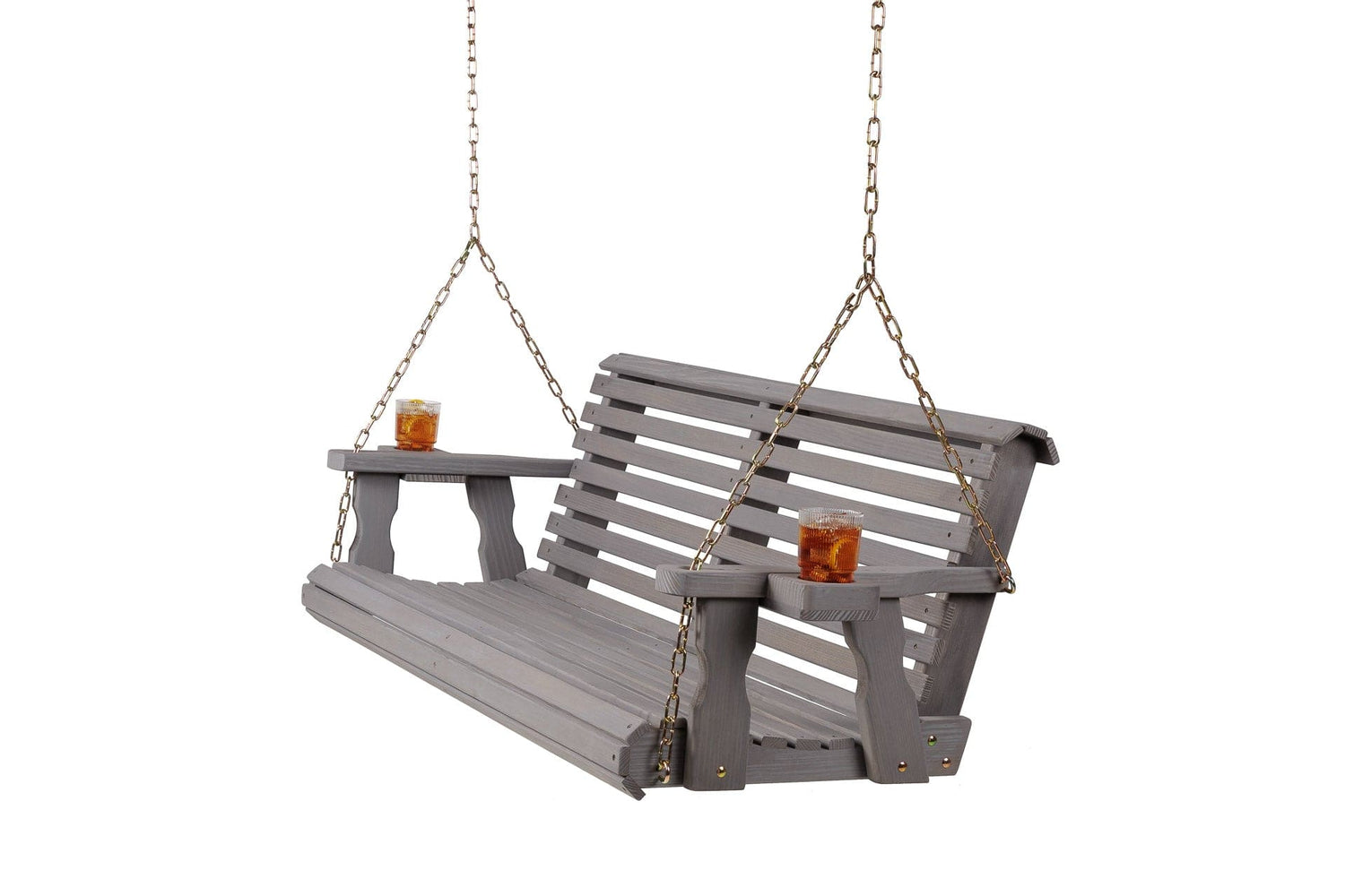 Amish Casual 5 Foot Roll Back Porch Swing in Grey Stain