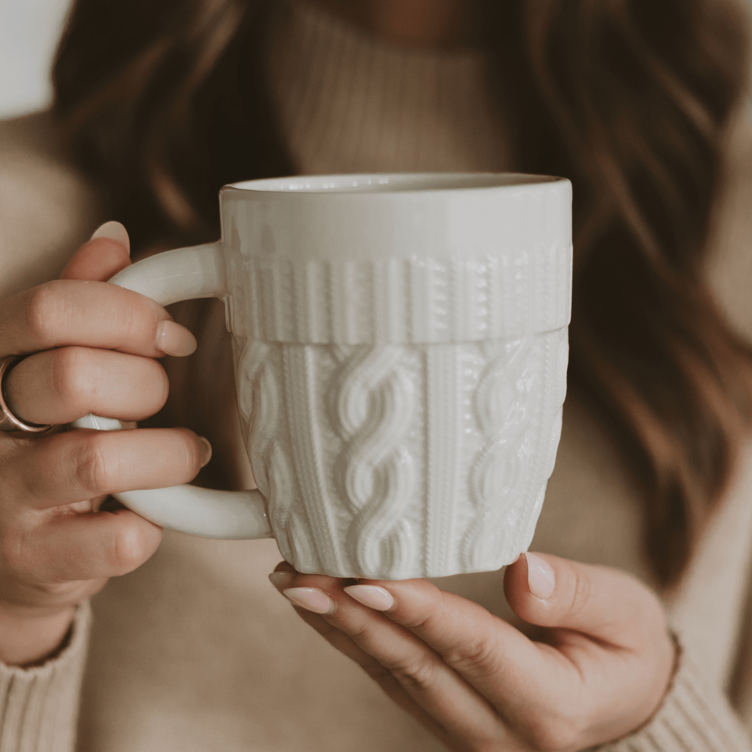 Cream Sweater 18 oz Figural Coffee Mug