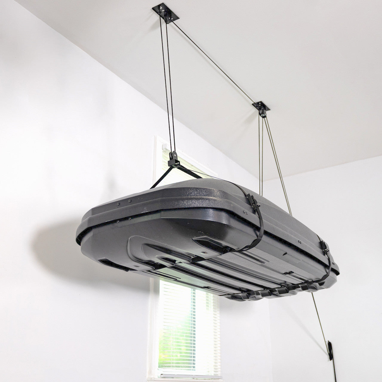 Essential Cargo Box Garage Ceiling Storage Hoist | Holds up to 150 lbs | 10' Lift