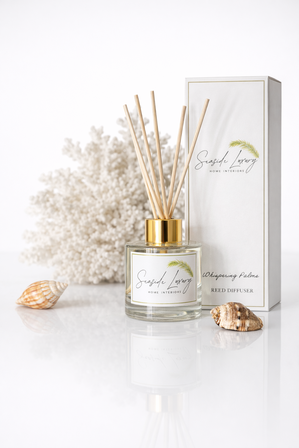 Seaside Luxury Whispering Palms Candle and Reed Diffuser Set