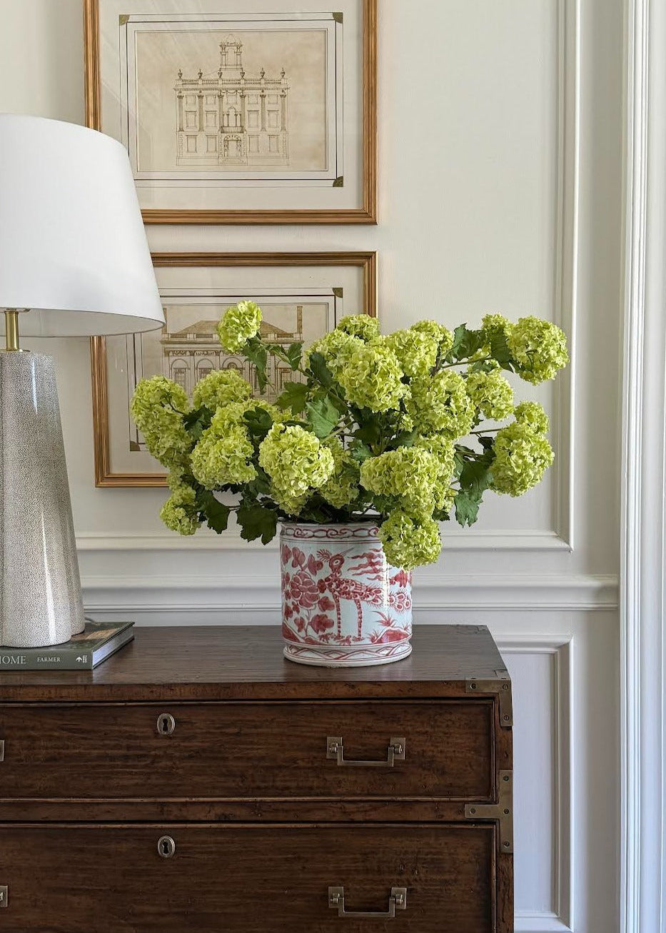 Faux Flowers Snowball Flower Stem in Green - 43.5