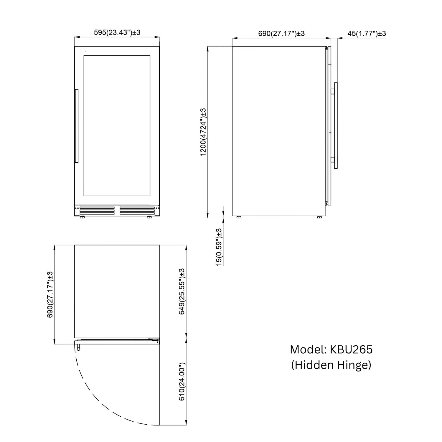 47-Inch Height Single Zone Wine Cooler with Low-E Glass Door