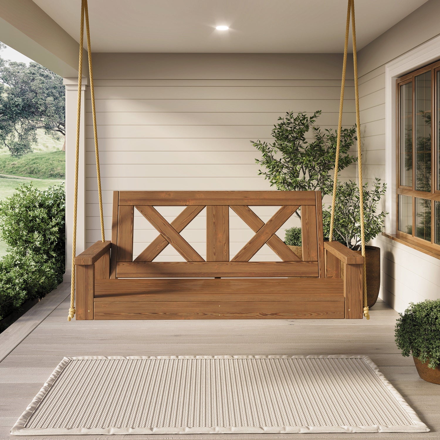Porchgate Amish Heavy Duty 700 Lb 4-Foot Farmhouse Porch Swing - Pure White