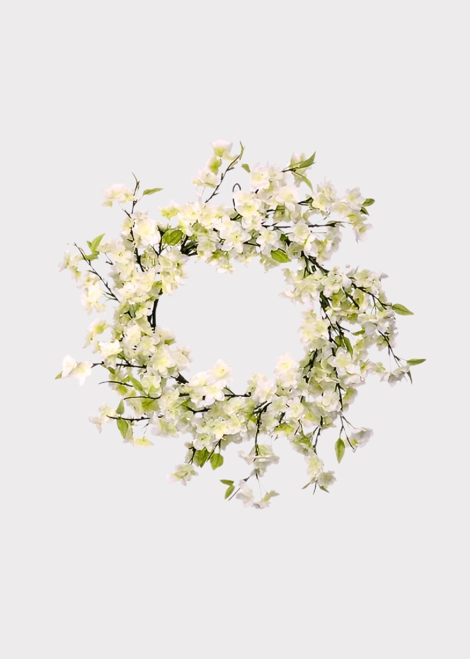 White Cherry Blossom Artificial Flower Wreath - 20
