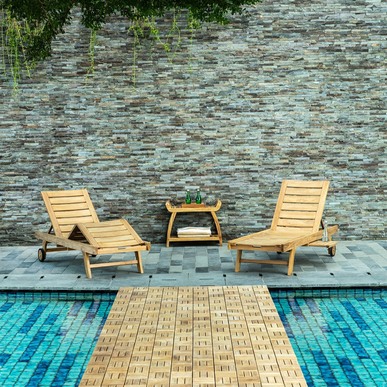 Coastal Natural Teak Outdoor Interlocking Tiles, 12 Slat (10 sq ft)