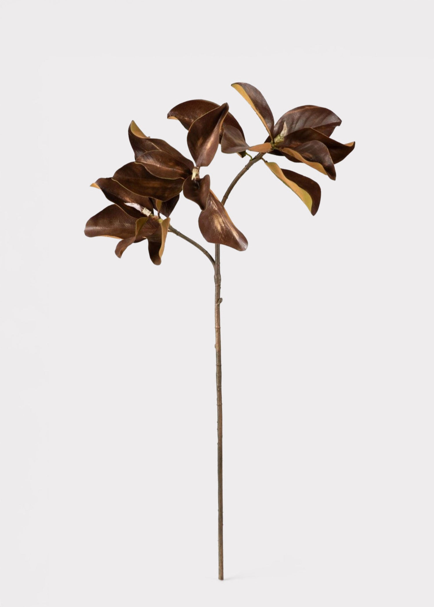 Warm Brown Fake Magnolia Leaf Branch - 38.5