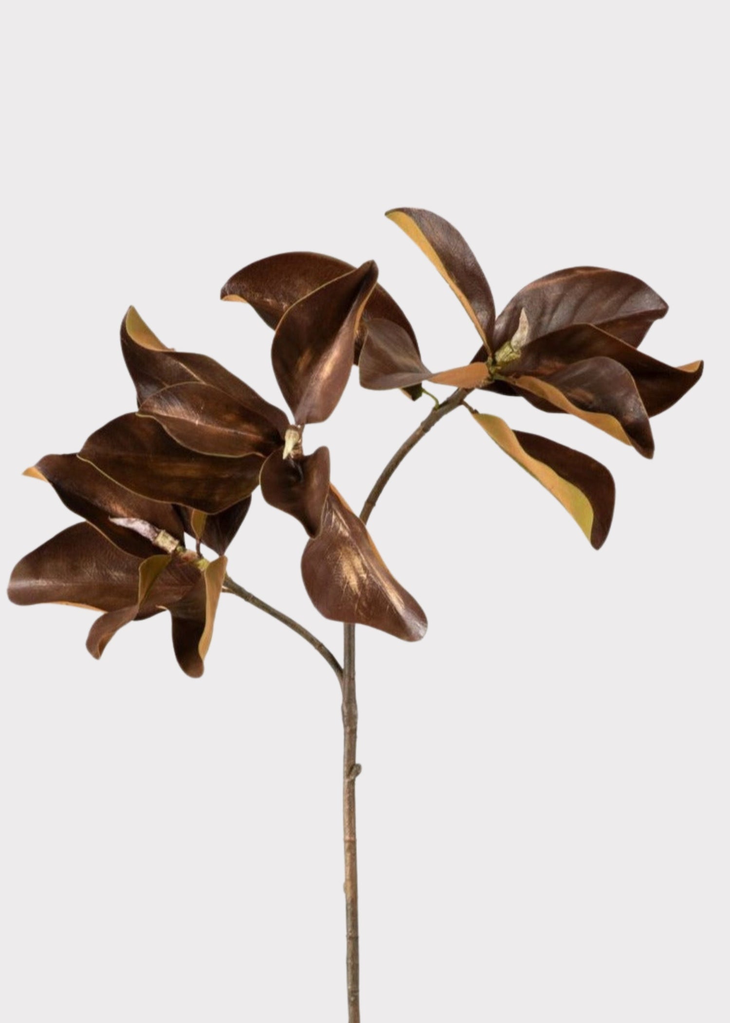 Warm Brown Fake Magnolia Leaf Branch - 38.5