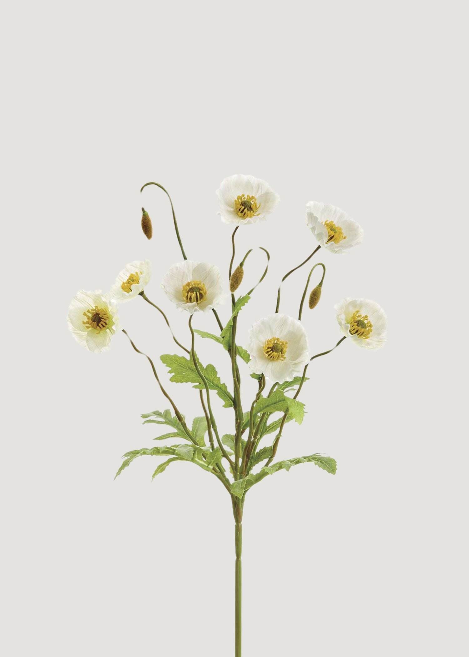 Cream Poppy Blooming Fake Flower Bush - 15