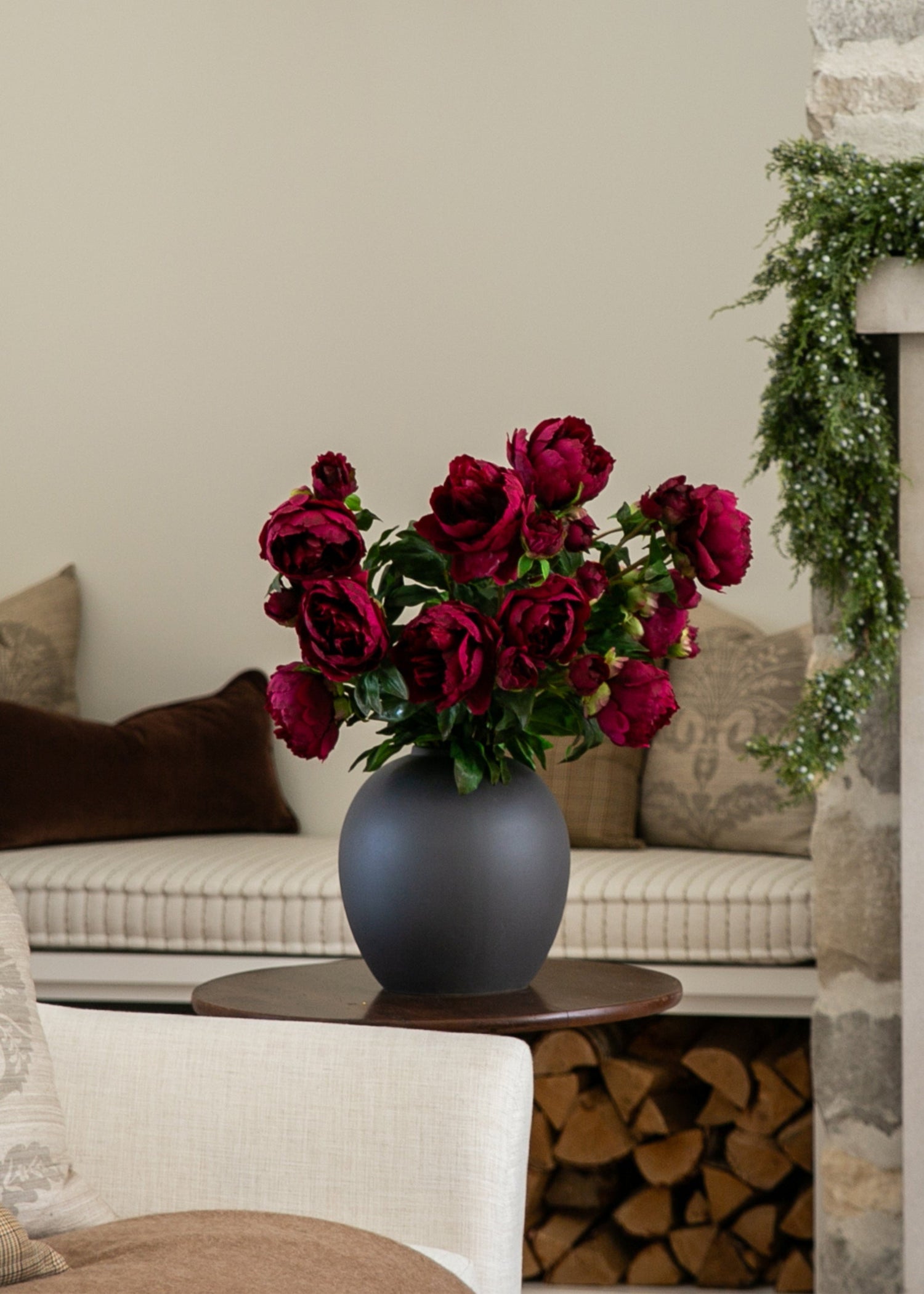 Plum Fuchsia Real Touch Peony - 27