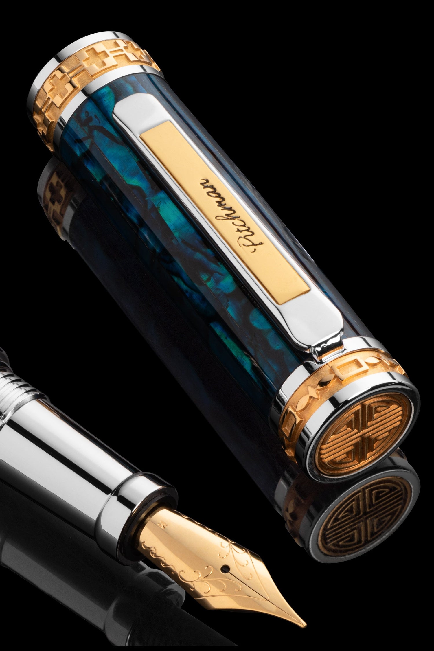 Closer Teal Abalone Shell Fountain Pen