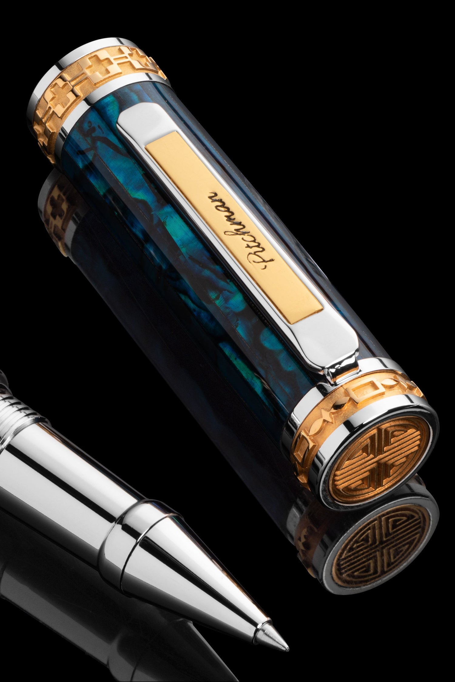 Closer Teal Abalone Shell Rollerball Pen