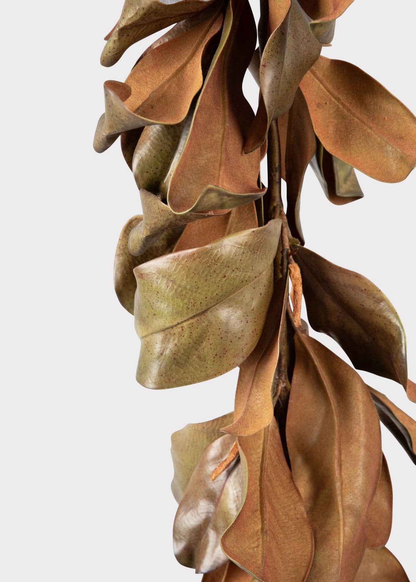 Deluxe Natural Touch Faux Magnolia Leaf Garland in Aged Brown- 79.5