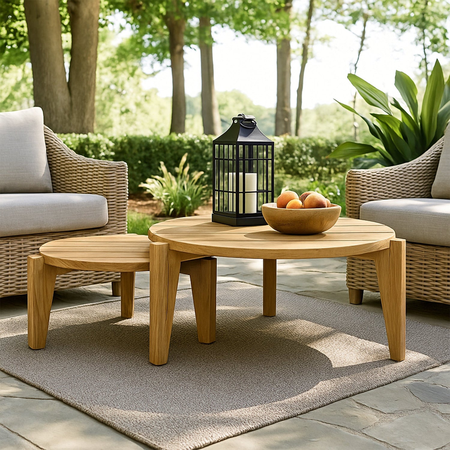 Carlsbad Natural Teak Wood Circular Coffee Table - 25-33