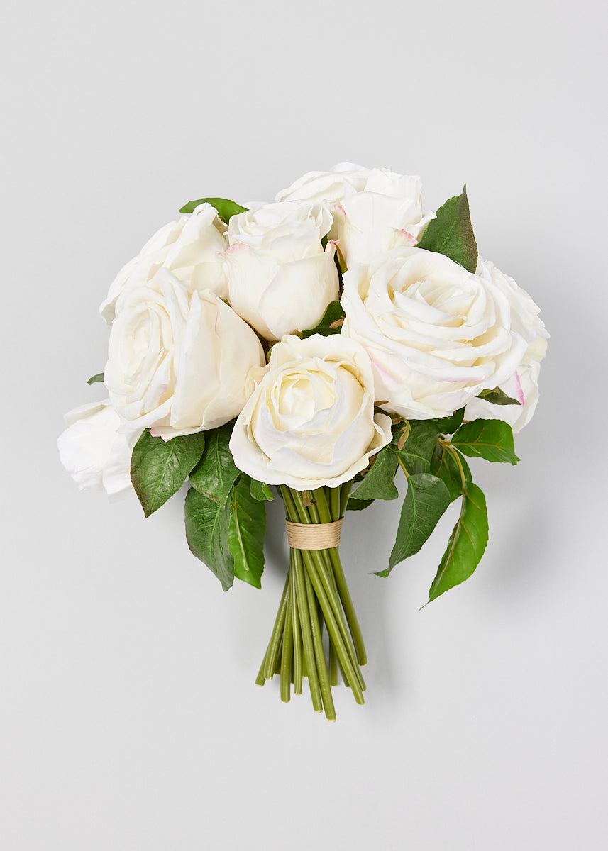 Premium Faux-Ever Rose Bouquet in Cream - 12